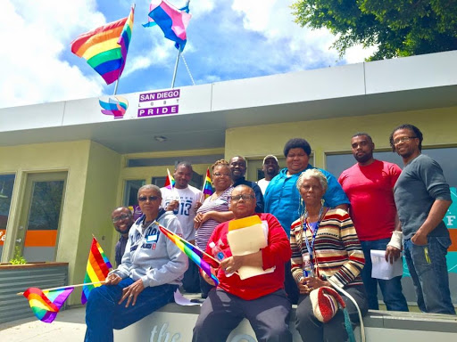 San Diego Black LGBT Coalition posing in front of San Diego Pride office