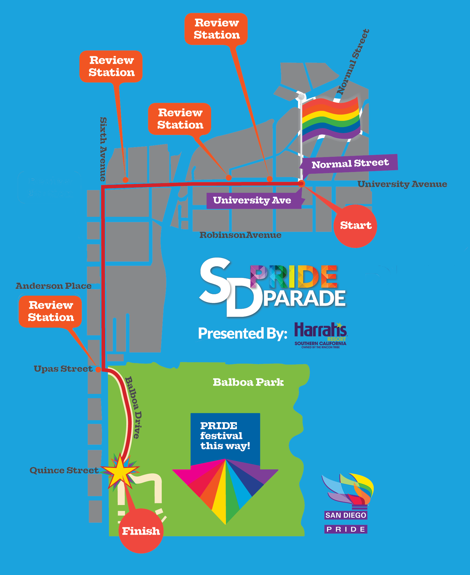 SDPride Parade Map 2022